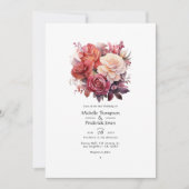 Invitation Rose de cannelle et Rose Dusty Mariage Floral (Devant)