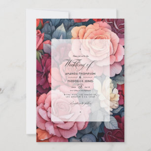 Invitation Rose de cendres et Mariage floral de pomme épicé
