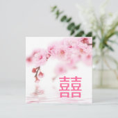 Invitation rose de cerisier sakura mariage chinois (Debout devant)