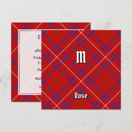 Invitation Rose de clan Tartan (Devant / Derrière)