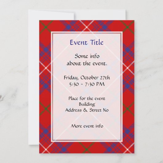Invitation Rose de clan Tartan (Dos)