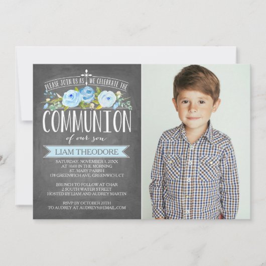 Invitation rose de communion du tableau | de (Devant)