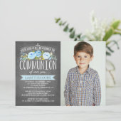 Invitation rose de communion du tableau | de (Debout devant)