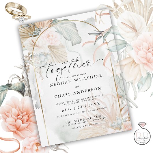 Invitation Rose de corail rustique Floral Aquarelle Invitatio