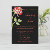 Invitation Rose de couleur simple (Debout devant)