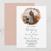 Invitation Rose de couronne or Foil Calligraphie Mariage phot (Devant / Derrière)