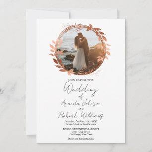 Invitation Rose de couronne or Foil Calligraphie Mariage phot