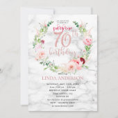 Invitation Rose de couronnes roses Marbre d'or Surprise 70e (Devant)