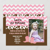 Invitation rose de cow-girl de Chevron et de vache (Devant / Derrière)