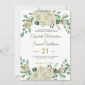 Invitation Rose de crème Bud Hydrangea Aquarelle Classique (Devant)