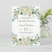 Invitation Rose de crème Bud Hydrangea Aquarelle Classique (Debout devant)