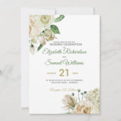 Invitation Rose de crème Bud Hydrangea Aquarelle Classique (Devant)