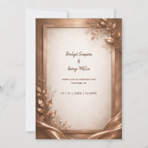 Invitation Rose de cuivre métallique Luxe Mariage Romance