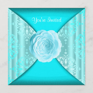 Invitation Rose de Damas sarcelle bleu sarcelle pour toutes o