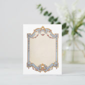 Invitation Rose de défilement bleu or à cadre français élégan (Debout devant)