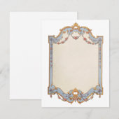 Invitation Rose de défilement bleu or à cadre français élégan (Devant / Derrière)