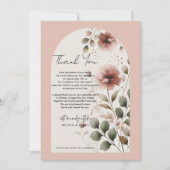 Invitation Rose de désert rose et vert floral verdure Merci (Devant)