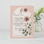 Invitation Rose de désert rose et vert floral verdure Merci (Debout devant)