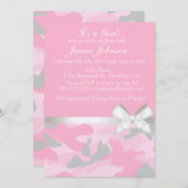 Invitation rose de douche de bébé de Camo (Devant / Derrière)