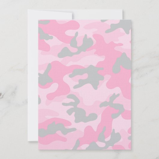 Invitation rose de douche de bébé de Camo (Dos)