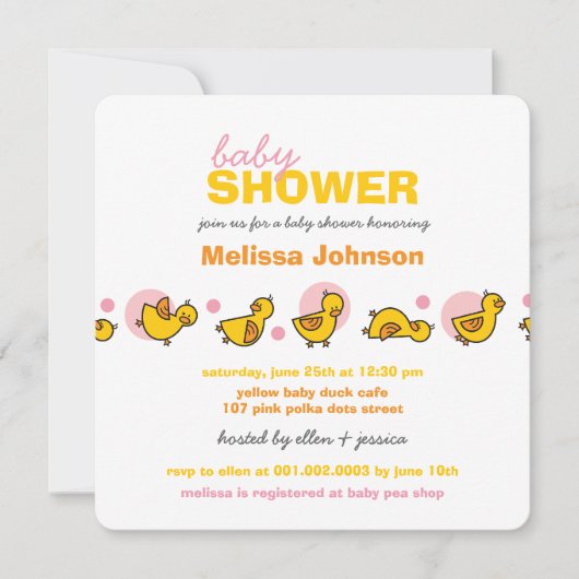 Invitation rose de douche de bébé de points de (Devant)