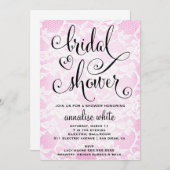 Invitation rose de douche de dentelle de 311 Fêtes (Devant / Derrière)