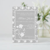 Invitation Rose de douche nuptiale gris (Debout devant)