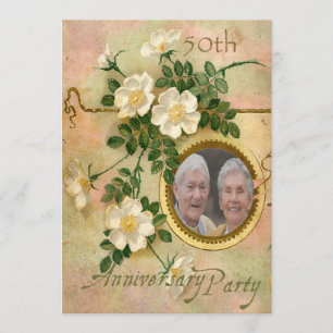 Invitation Rose de famille 50e Anniversaire Photo Personnalis