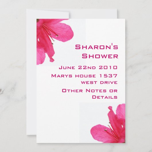 Invitation Rose de fête (Dos)