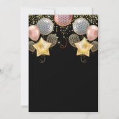 Invitation Rose De Fête Anniversaire Et Balloons D'Or Confett (Dos)