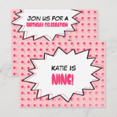 Invitation rose de fête d'anniversaire d'art de (Devant / Derrière)