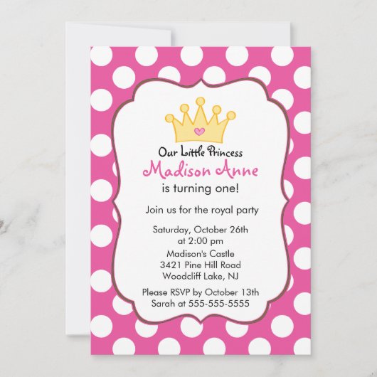 Invitation rose de fête d'anniversaire de (Devant)