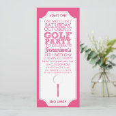 Invitation rose de fête d'anniversaire de golf de (Debout devant)