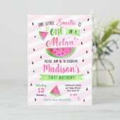 Invitation rose de fête d'anniversaire de pastèque (Debout devant)
