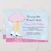 Invitation rose de fête d'anniversaire de patinage (Devant / Derrière)
