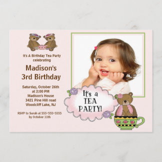 Invitation rose de fête d'anniversaire de photo de