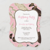 Invitation rose de fête d'anniversaire de thème de (Devant / Derrière)
