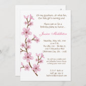 invitation rose de fête d'anniversaire des fleurs (Devant / Derrière)