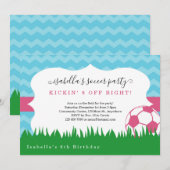 Invitation rose de fête d'anniversaire du football (Devant / Derrière)