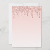 Invitation Rose de fête d'anniversaire gouttes dorées rose (Dos)