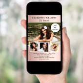 Invitation Rose de fête d'anniversaire or photo collage luxe