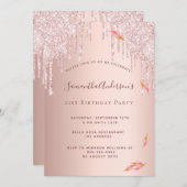 Invitation Rose de fête d'automne parties scintillant d'or go (Devant / Derrière)