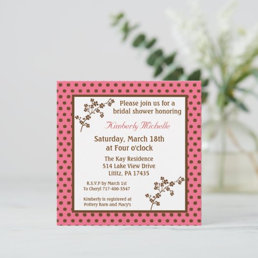 invitation rose de Fête de la mariée de à petits (Debout devant)