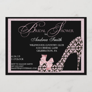 Invitation rose de Fête de la mariée de chaussure