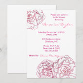 Invitation rose de Fête de la mariée de pivoine (Devant / Derrière)