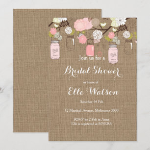 Invitation rose de Fête de la mariée de pots de