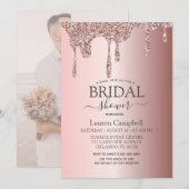 Invitation Rose de Fête des mariées fille - de Parties scint (Devant / Derrière)