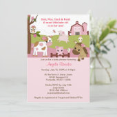 Invitation ROSE de FILLE de baby shower de filles d'animal de (Debout devant)