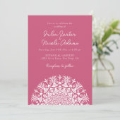 Invitation Rose de framboise rose abstrait Mandala Mariage (Debout devant)