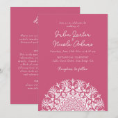 Invitation Rose de framboise rose abstrait Mandala Mariage (Devant / Derrière)